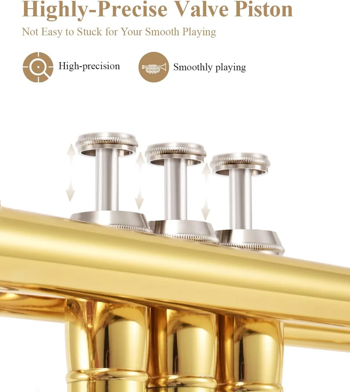 Eastar Bb Standard Trumpet Set for Beginner, Brass Student Trumpet Instrument with Hard Case, Cleaning Kit, 7C Mouthpiece and Gloves, ETR-380, Golden