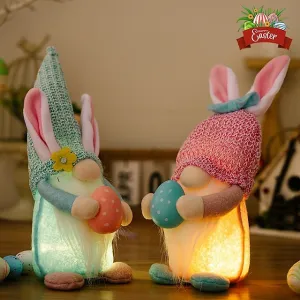 Easter Egg Shining Rabbit Doll - Holiday Indoor Decoration with AAA Battery Powered for Parties & Gifts 1pc