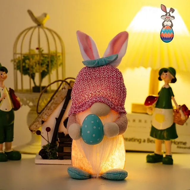 Easter Egg Shining Rabbit Doll - Holiday Indoor Decoration with AAA Battery Powered for Parties & Gifts 1pc