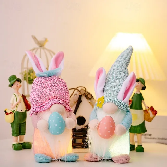 Easter Egg Shining Rabbit Doll - Holiday Indoor Decoration with AAA Battery Powered for Parties & Gifts 1pc