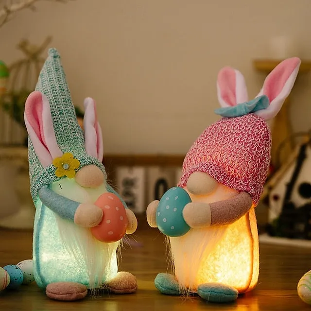 Easter Egg Shining Rabbit Doll - Holiday Indoor Decoration with AAA Battery Powered for Parties & Gifts 1pc