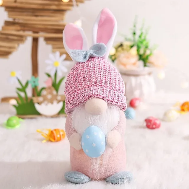 Easter Egg Shining Rabbit Doll - Holiday Indoor Decoration with AAA Battery Powered for Parties & Gifts 1pc