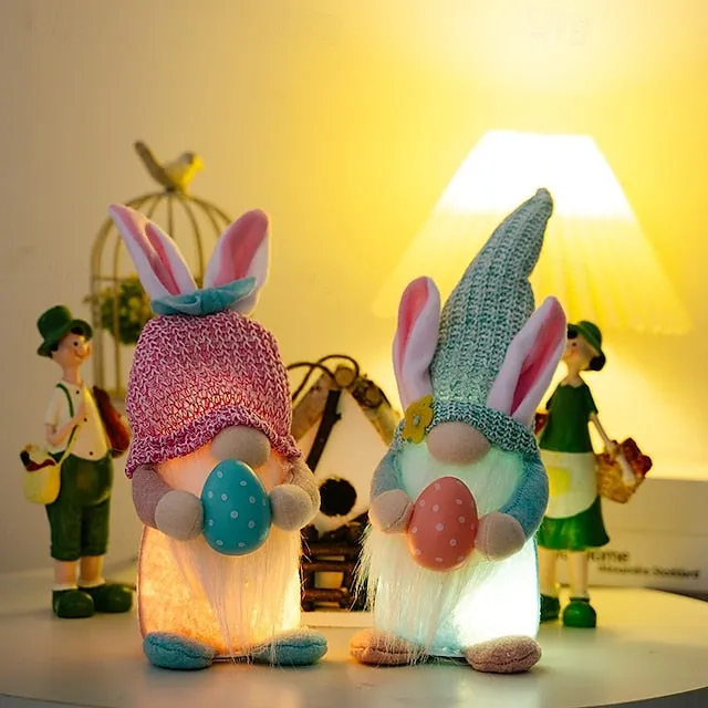 Easter Egg Shining Rabbit Doll - Holiday Indoor Decoration with AAA Battery Powered for Parties & Gifts 1pc