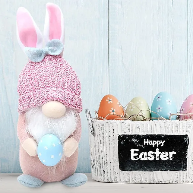 Easter Egg Shining Rabbit Doll - Holiday Indoor Decoration with AAA Battery Powered for Parties & Gifts 1pc