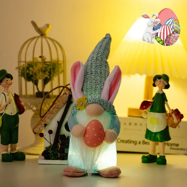 Easter Egg Shining Rabbit Doll - Holiday Indoor Decoration with AAA Battery Powered for Parties & Gifts 1pc