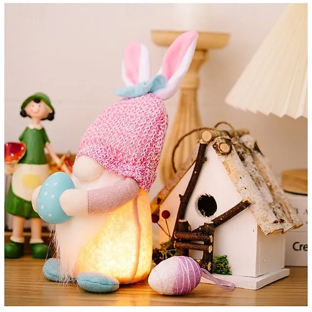 Easter Egg Shining Rabbit Doll - Holiday Indoor Decoration with AAA Battery Powered for Parties & Gifts 1pc