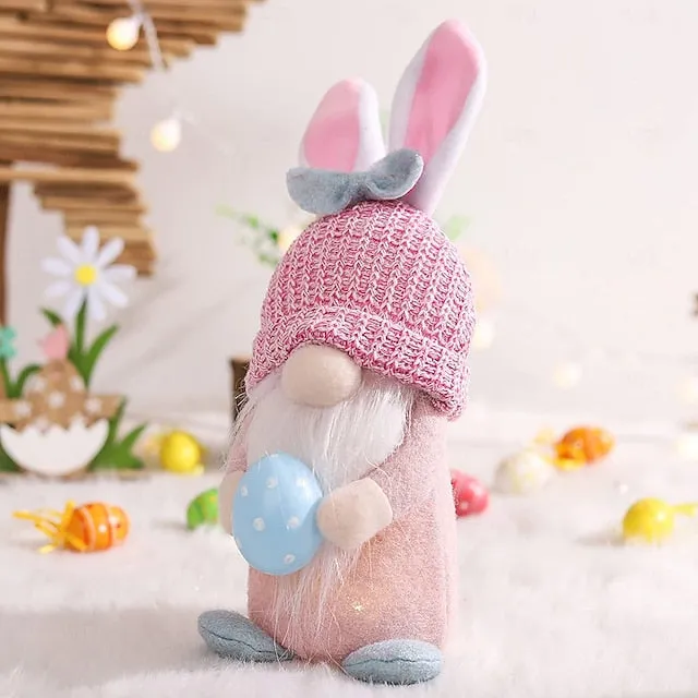 Easter Egg Shining Rabbit Doll - Holiday Indoor Decoration with AAA Battery Powered for Parties & Gifts 1pc