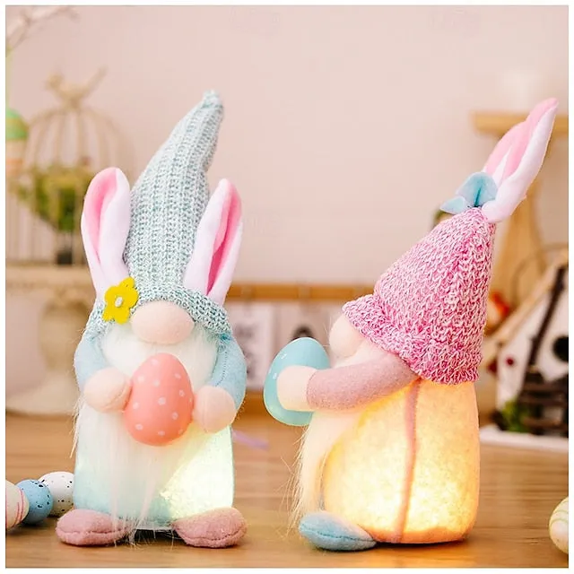 Easter Egg Shining Rabbit Doll - Holiday Indoor Decoration with AAA Battery Powered for Parties & Gifts 1pc