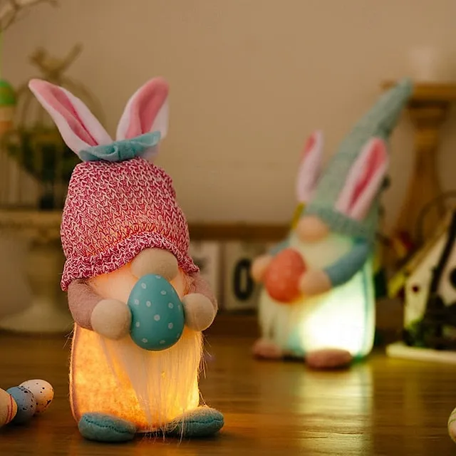 Easter Egg Shining Rabbit Doll - Holiday Indoor Decoration with AAA Battery Powered for Parties & Gifts 1pc