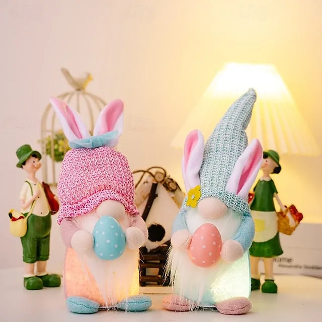 Easter Egg Shining Rabbit Doll - Holiday Indoor Decoration with AAA Battery Powered for Parties & Gifts 1pc
