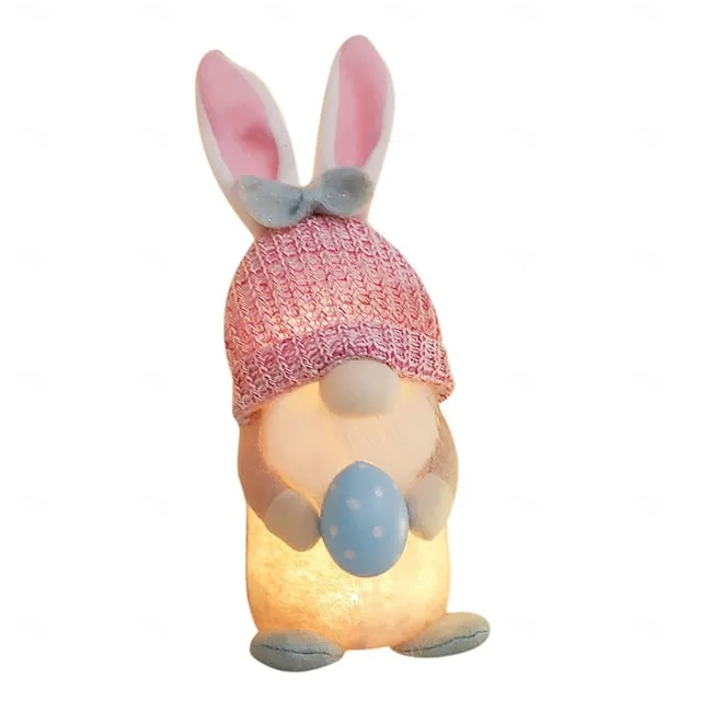 Easter Egg Shining Rabbit Doll - Holiday Indoor Decoration with AAA Battery Powered for Parties & Gifts 1pc