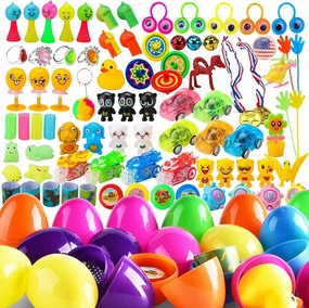 Easter Eggs, 48 Pieces, Filled Surprise, Colorful Prefilled with Different Kinds of Little Toys, Perfect for Kids, Basket Fillers