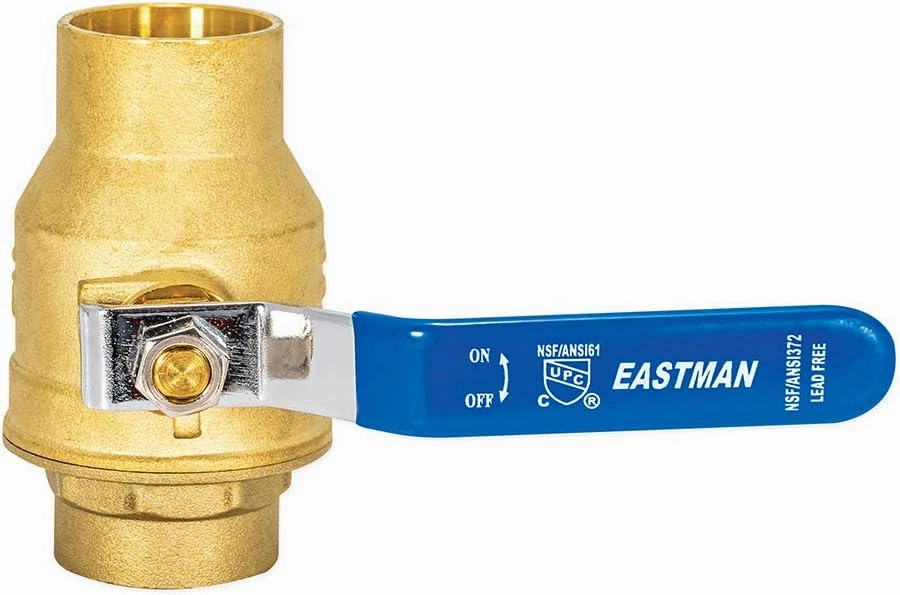 Eastman 1-1/4 Inch Sweat Heavy Duty Full Port Ball Valve, Brass Plumbing Fitting, 20067LF