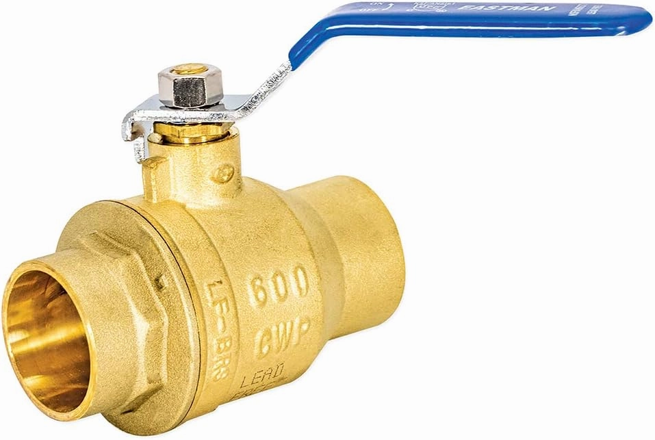Eastman 1-1/4 Inch Sweat Heavy Duty Full Port Ball Valve, Brass Plumbing Fitting, 20067LF