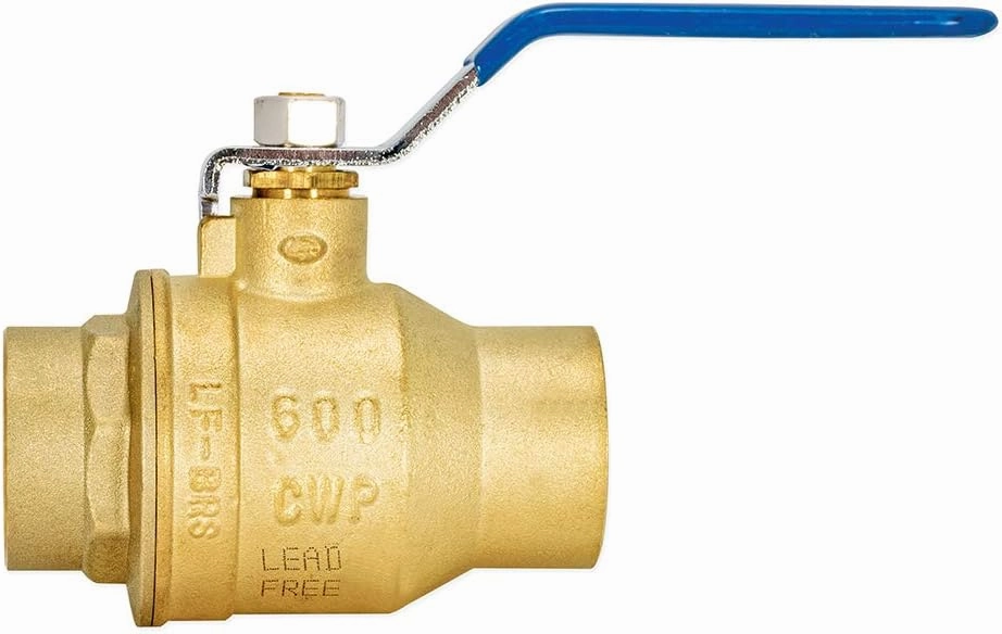 Eastman 1-1/4 Inch Sweat Heavy Duty Full Port Ball Valve, Brass Plumbing Fitting, 20067LF