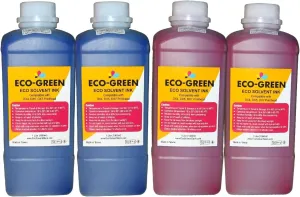 Eco Solvent Ink for Wide Format Commercial Sign Printers Using DX4 DX5 DX7 DX9 DX10 DX 11 XP600 TX800 I3200 Printhead, Mimaki, Roland, Mutoh, Will NOT Work with Desktop Printers. (2 Cyan  2 Magenta)