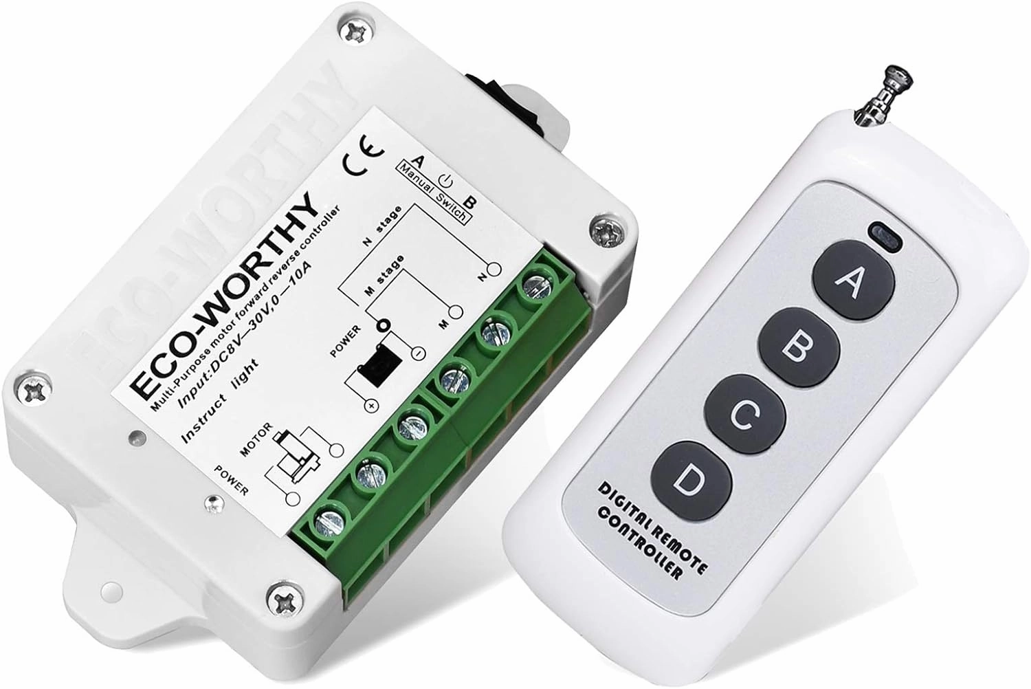 ECO-WORTHY Linear Actuator Motor Controller, Remote Positive Inversion Control Kit for Linear Actuator, Forward Reverse Remote Control System 12V DC