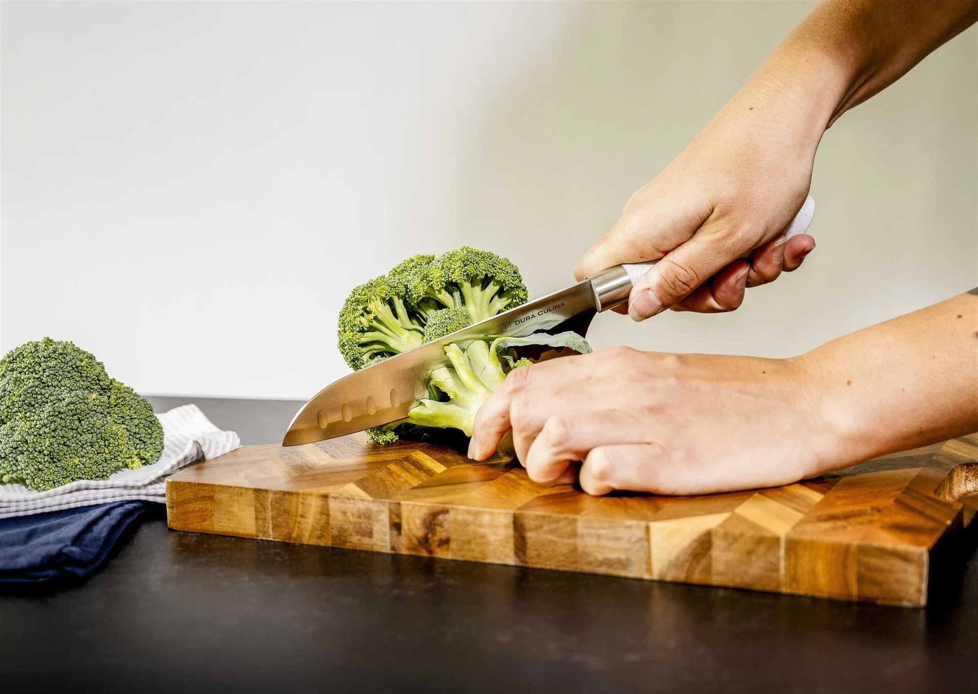 EcoCut 2 Piece Santoku Knife Set With Blade Guards, Grey by Dura Living