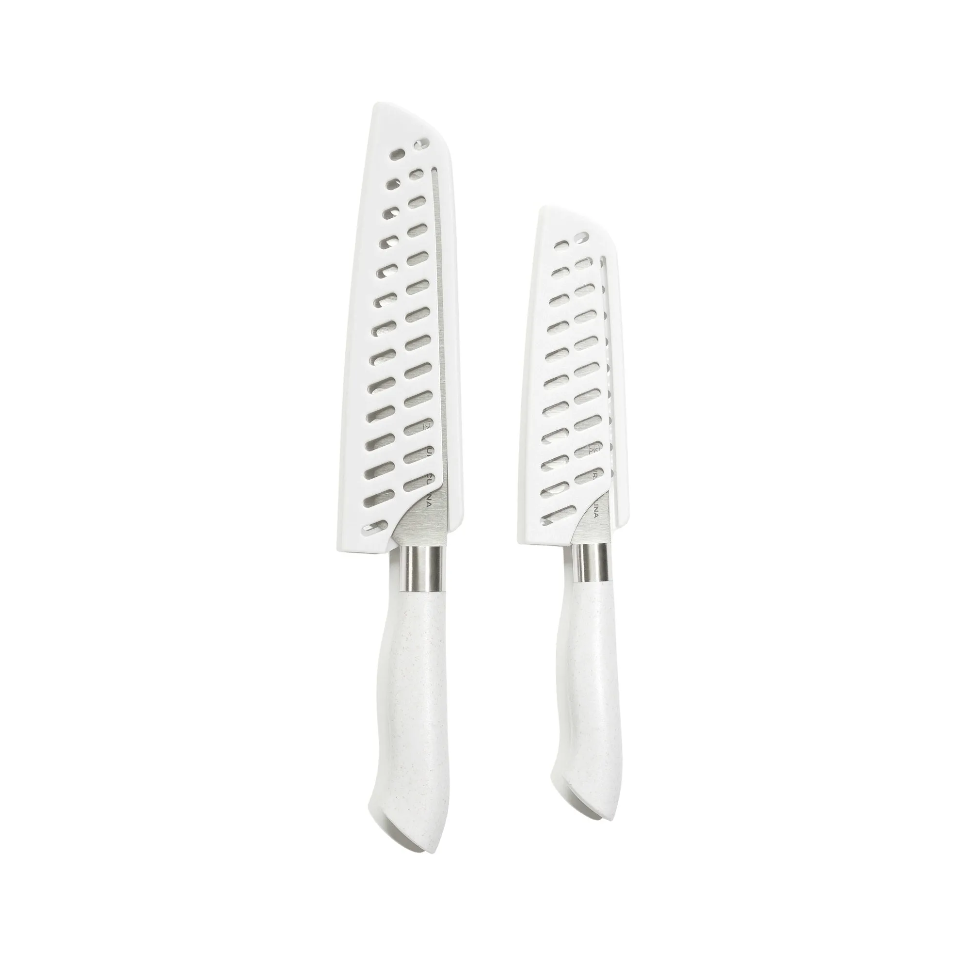 EcoCut 2 Piece Santoku Knife Set With Blade Guards, Grey by Dura Living