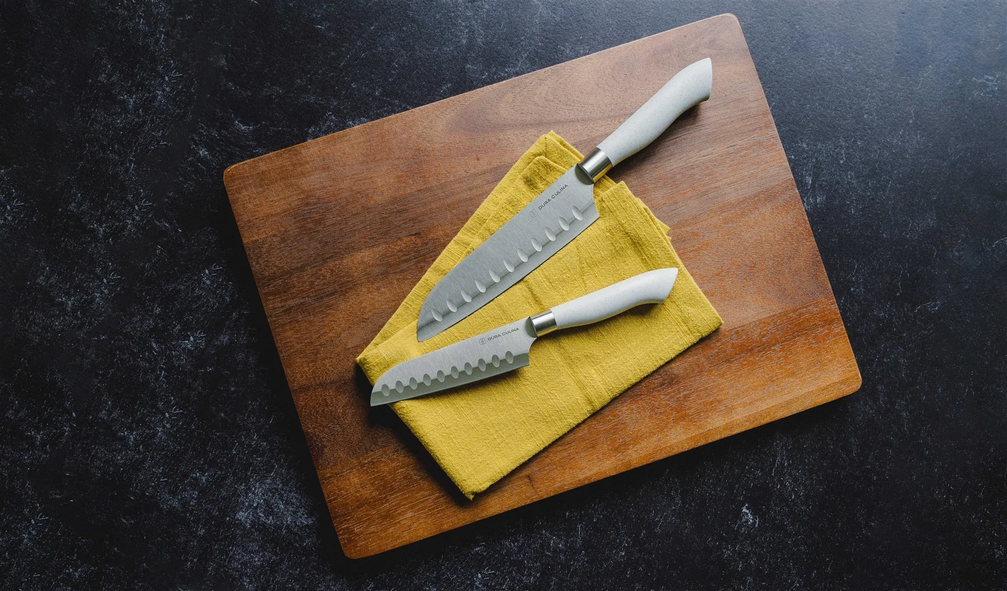 EcoCut 2 Piece Santoku Knife Set With Blade Guards, Grey by Dura Living