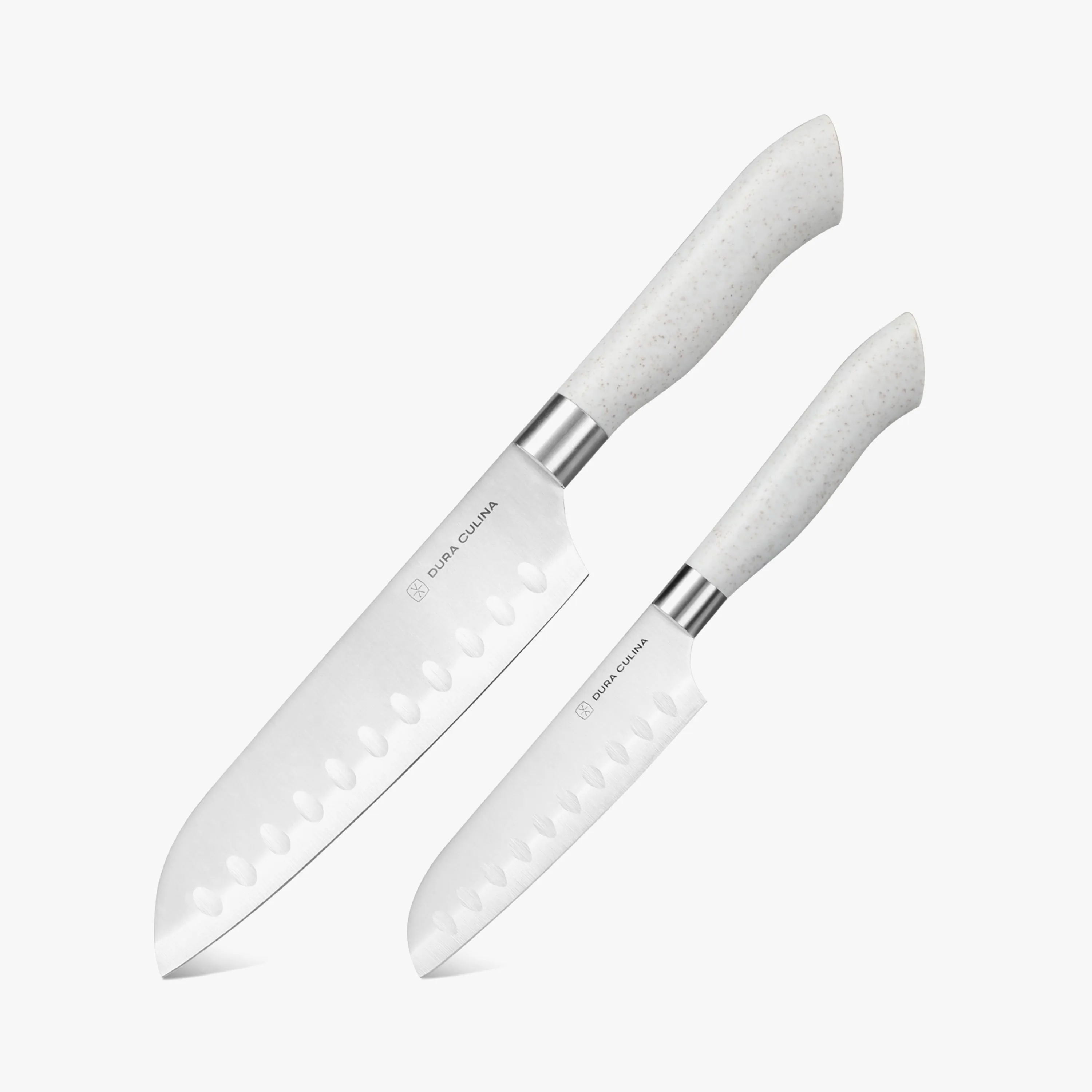 EcoCut 2 Piece Santoku Knife Set With Blade Guards, Grey by Dura Living