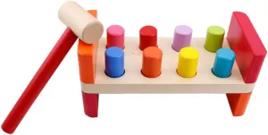 Educational Wooden Hammer Pounding Bench for Interactive Learning Tool for Enhances Motor Skills Color Recognition Construction for Boys