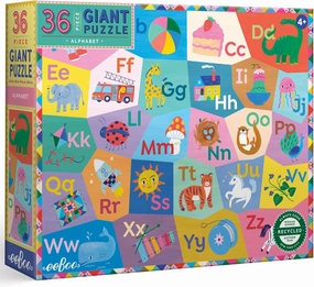 eeBoo: Alphabet - 36 Piece Giant Puzzle - 24.4" x 20", ABC & Animal Jigsaw, Oversized Pieces, Educational Preschool, Children Kid Age 4 