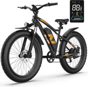 Electric Bike, 26" Fat Tire E Bike, 1500W Motor, 48V 14.5Ah Removable Electric Bike for Adults, 72 Miles & 28 mph, Electric Bicycle with 7 Speed and Dual Suspension