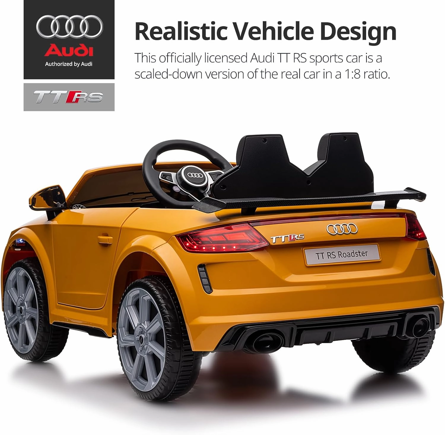 Electric Ride on Car for Kids, Licensed Audi 12V 7Ah Kids Ride-on Toy for Toddlers 3-5 Year Old with Remote - Yellow