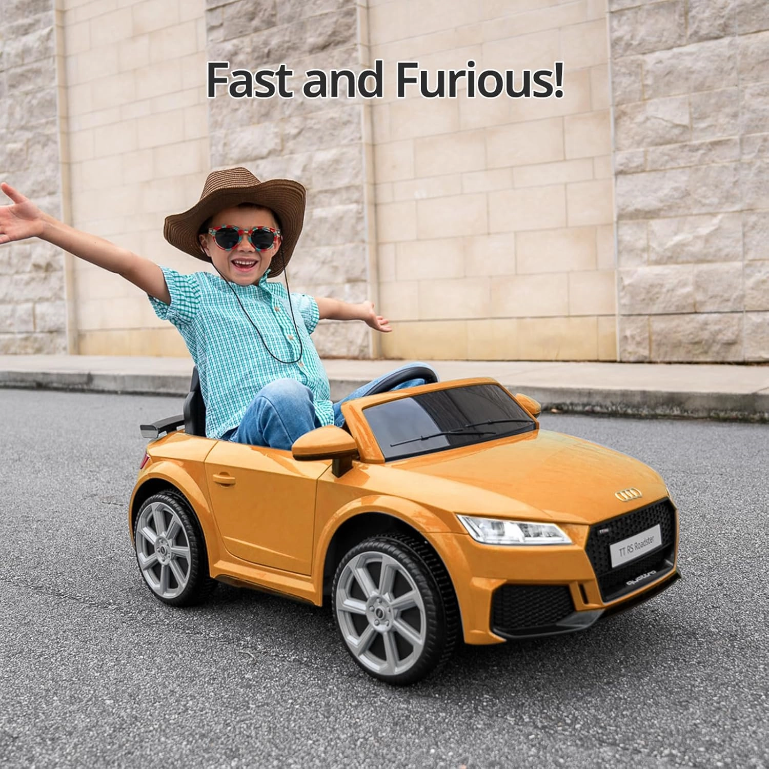 Electric Ride on Car for Kids, Licensed Audi 12V 7Ah Kids Ride-on Toy for Toddlers 3-5 Year Old with Remote - Yellow