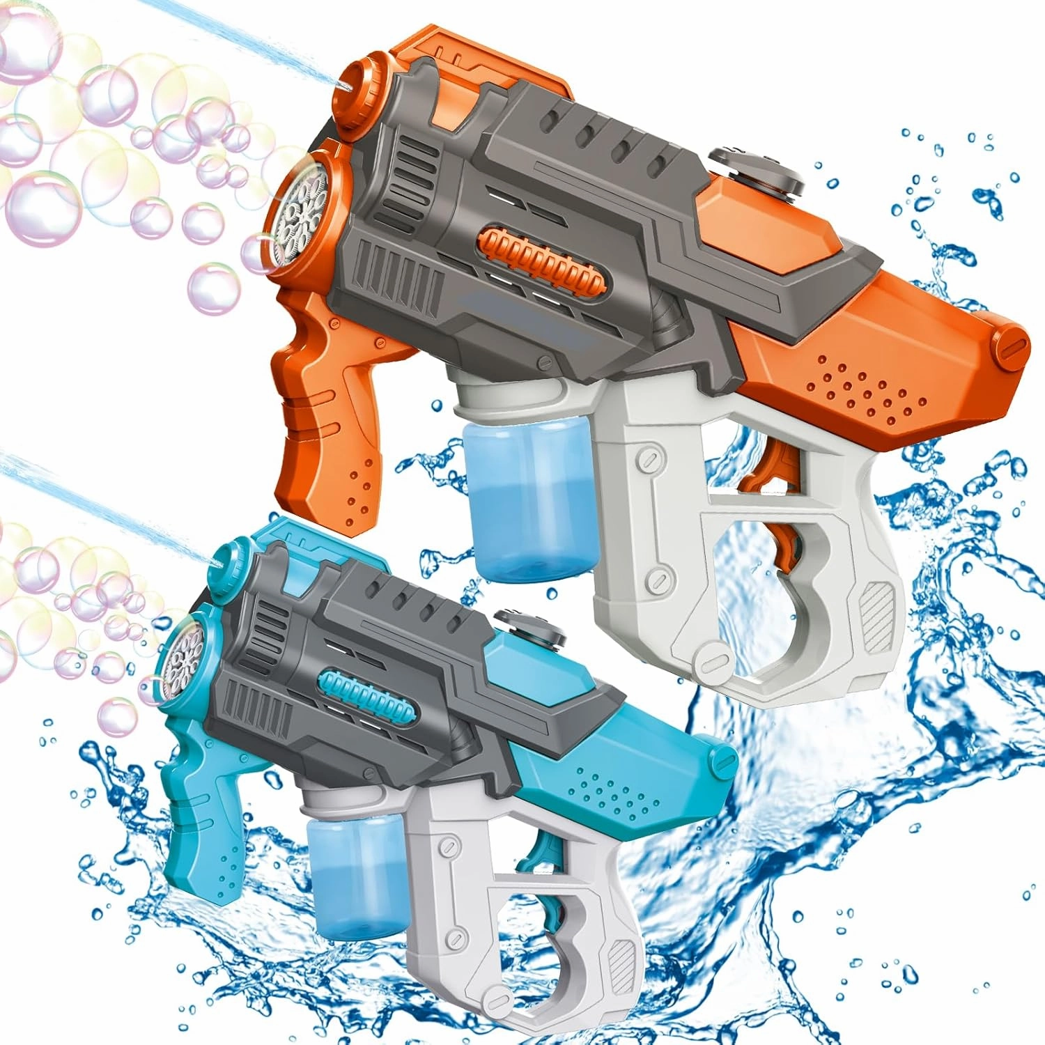 Electric Water Gun for Adults Kids Automatic Water Gun for Kids Ages 8-12, Squirt Guns & Bubble Guns 2 in 1 for Kids Age 4-8, Electric Water Gun Toys Orange