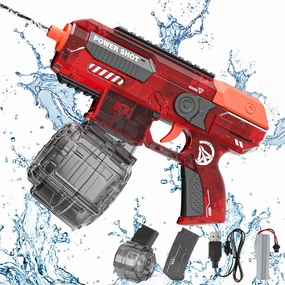 Electric Water Gun Toy, Rechargeable Automatic Squirt Guns, Long-Distance Shooting Soaker Water Pistol for Outdoor Swimming Pool Party Beach Water Wars Toys for Kids 3 4 5 6 7 8 (Red)