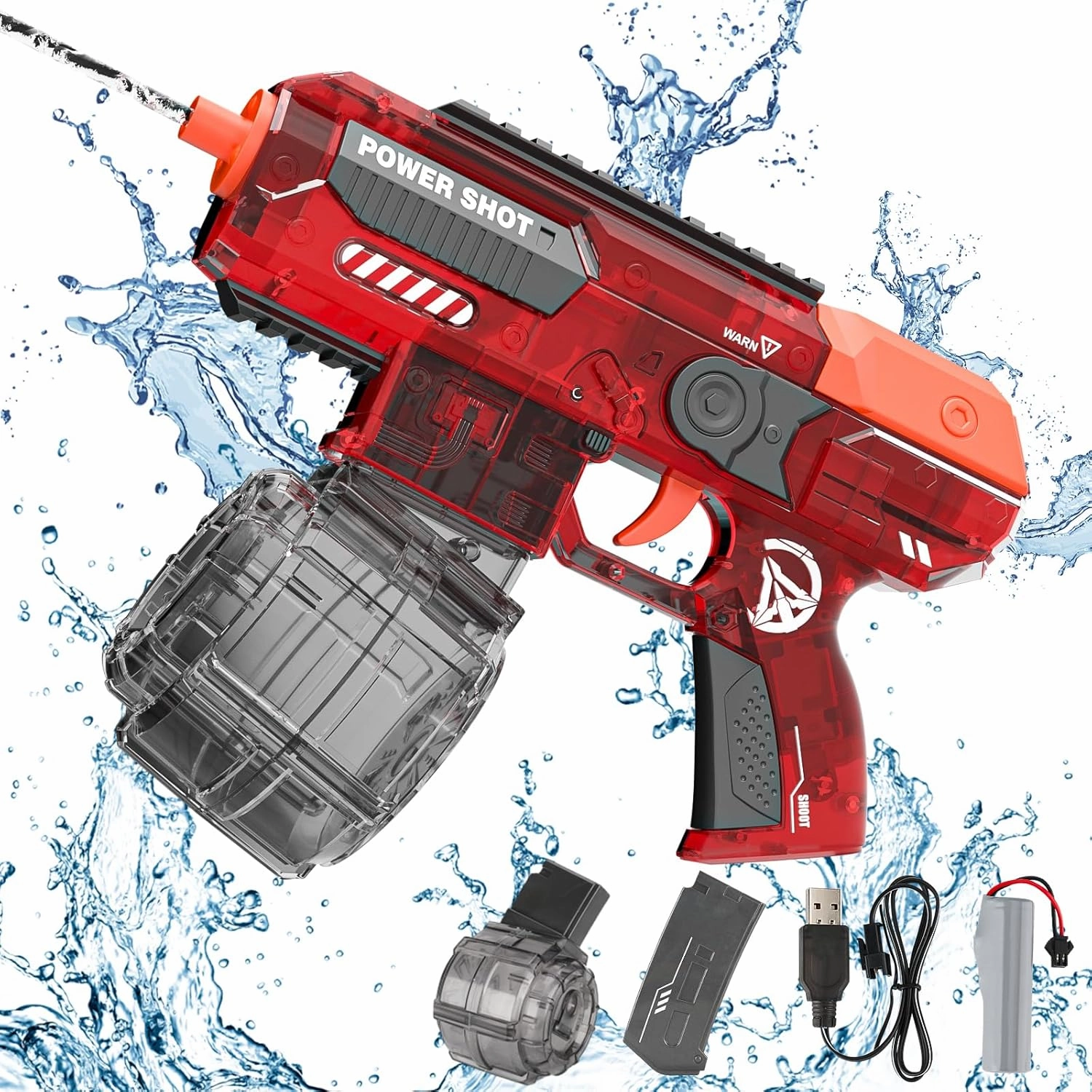 Electric Water Gun Toy, Rechargeable Automatic Squirt Guns, Long-Distance Shooting Soaker Water Pistol for Outdoor Swimming Pool Party Beach Water Wars Toys for Kids 3 4 5 6 7 8 (Red)