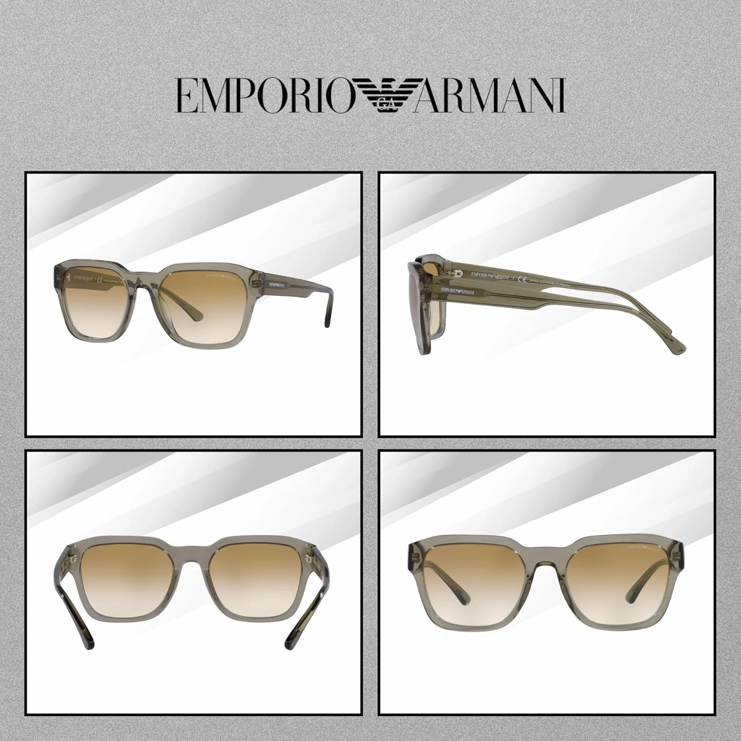 Emporio Armani EA4175 Square Sunglasses for Men   BUNDLE With Designer iWear Complimentary Eyewear Kit