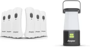 Energizer LED Rechargeable Plug-in Flashlights (6-Pack) and ENERGIZER LED Camping Lantern 360 PRO, IPX4 Water Resistant Tent Light