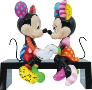 Enesco Disney Britto Mickey and Minnie Mouse Love Sitting on Park Bench Figurine, 6.375 Inch, Multicolor