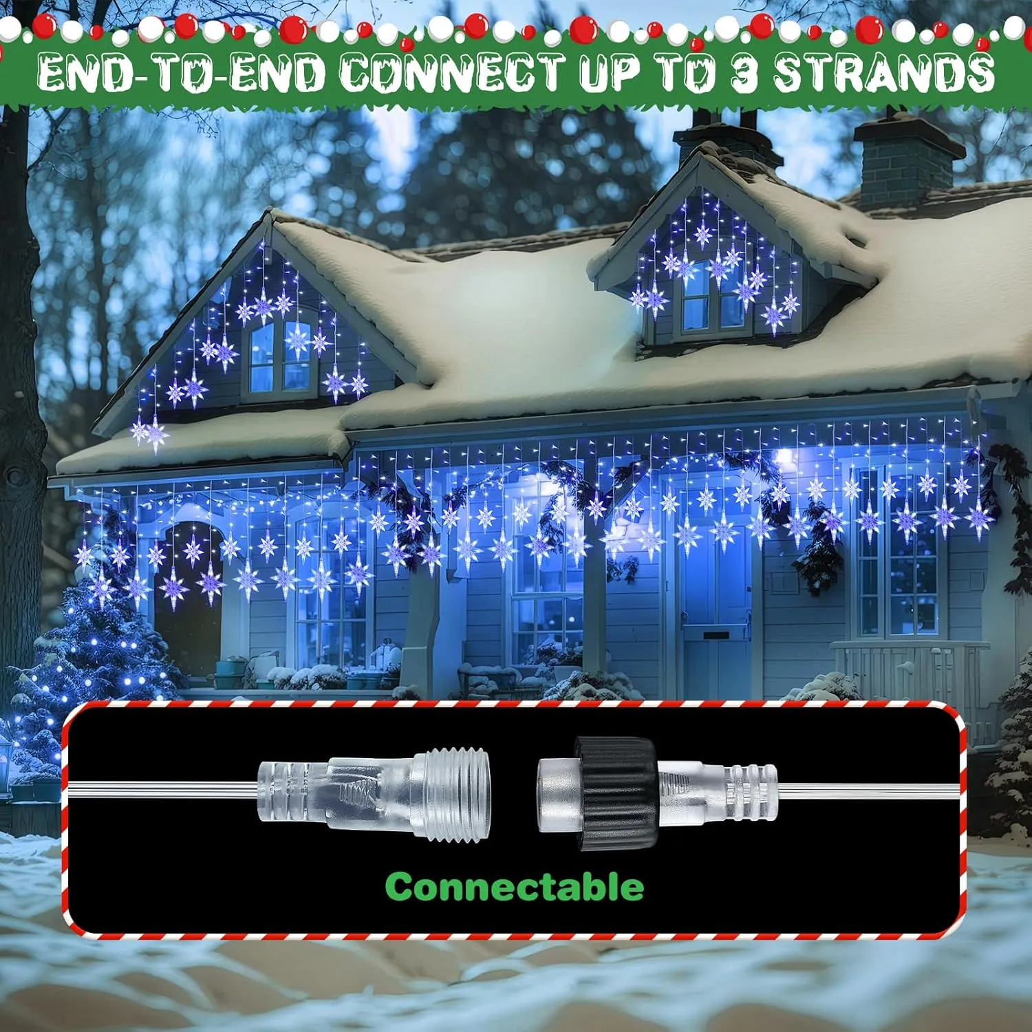 Enhon 14 Drops Christmas Bethlehem Star String Light Outdoor, 11.5FT 175 LED Large Hanging Bethlehem Star Lights with 8 Lighting Modes for Christmas Outdoor Light(Warm White)(Blue White)