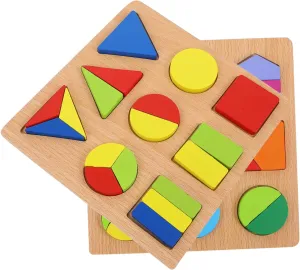 ERINGOGO 2pcs Geometry Puzzles for Boy Girl Educational Three-Dimensional Block Develops Creativity Concentration Hand-Eye Coordination for Early Learning Home Schooling