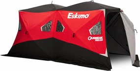 Eskimo Outbreak Portable Pop-Up Ice Fishing Shelter, Stormshield Insulated Fabric, No Trip Door, Durable Hub Design, Deluxe Tie Downs, Red/Black