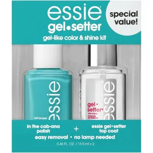 essie Gel Setter Nail Polish Kit, Aqua Blue Nail Polish   Top Coat, In-The-Cabana, 0.46 oz each