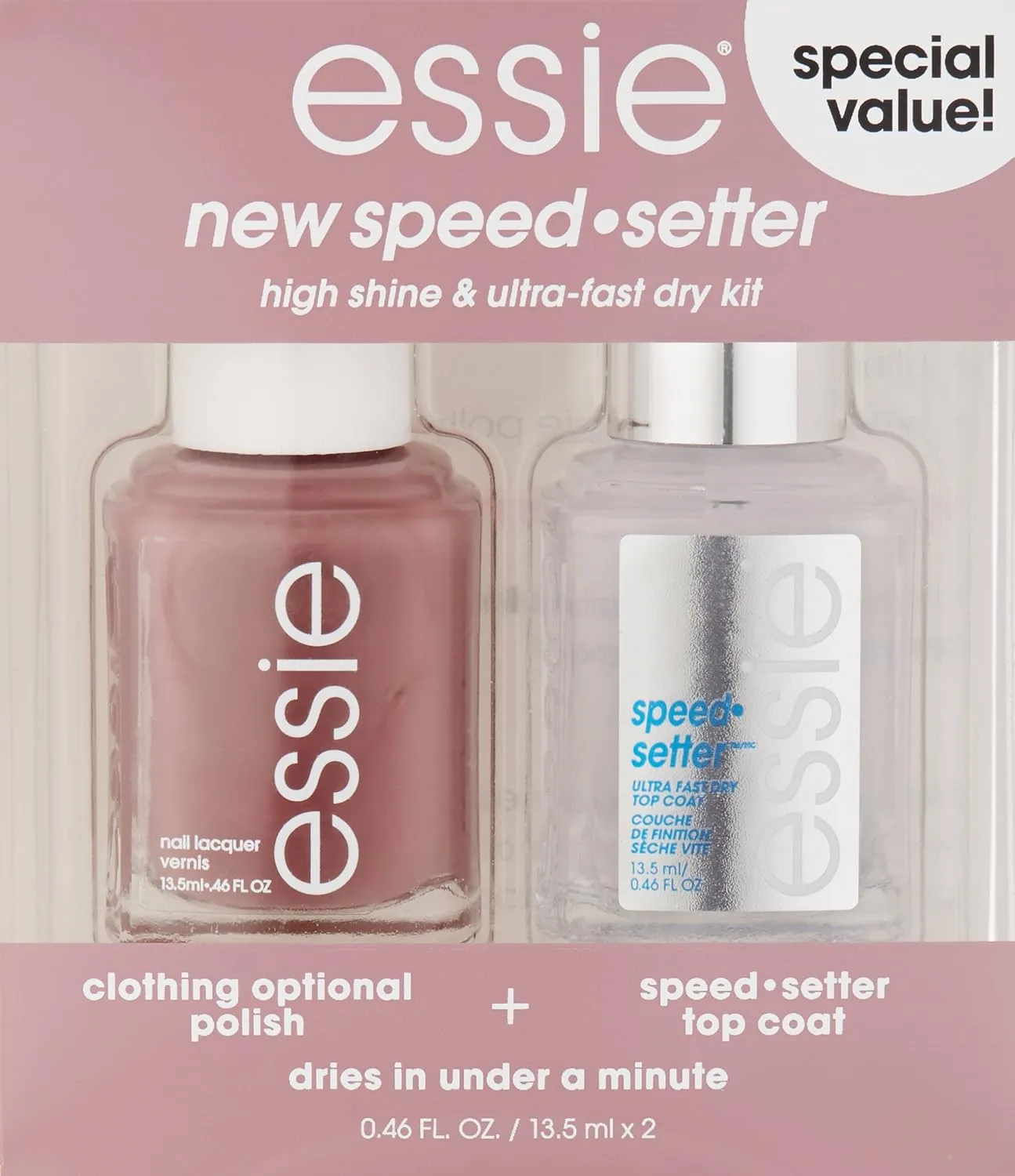 essie Speed Setter Top Coat & Nail Polish Kit, Clothing Optional,