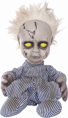 EVAPLUS 11inch Halloween Haunted House Crying Baby Terror Decoration Toy, Animatronic Roaming Creepy Doll Halloween Decoration,Haunted Sound Activated Holiday Prop with Battery Operated Control