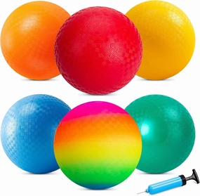 EVERICH TOY 6 Pack Playground Balls Dodgeball Set, 8.5 Inch Dodge Kick Ball Kickball Handball for Kids Adults, Indoor Outdoor Sports Toy for Yard Camp School Recess Ball Game for Boys Girls with Pump