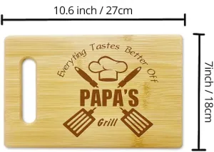 Everything Tastes Better Off Papa's Grill-Cutting Boards for Kitchen,Cute Bamboo Cutting Board,Papa Dad Cooking Gifts,Gifts for PAPA 10.6x7 Inch