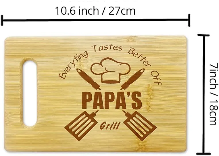 Everything Tastes Better Off Papa's Grill-Cutting Boards for Kitchen,Cute Bamboo Cutting Board,Papa Dad Cooking Gifts,Gifts for PAPA 10.6x7 Inch