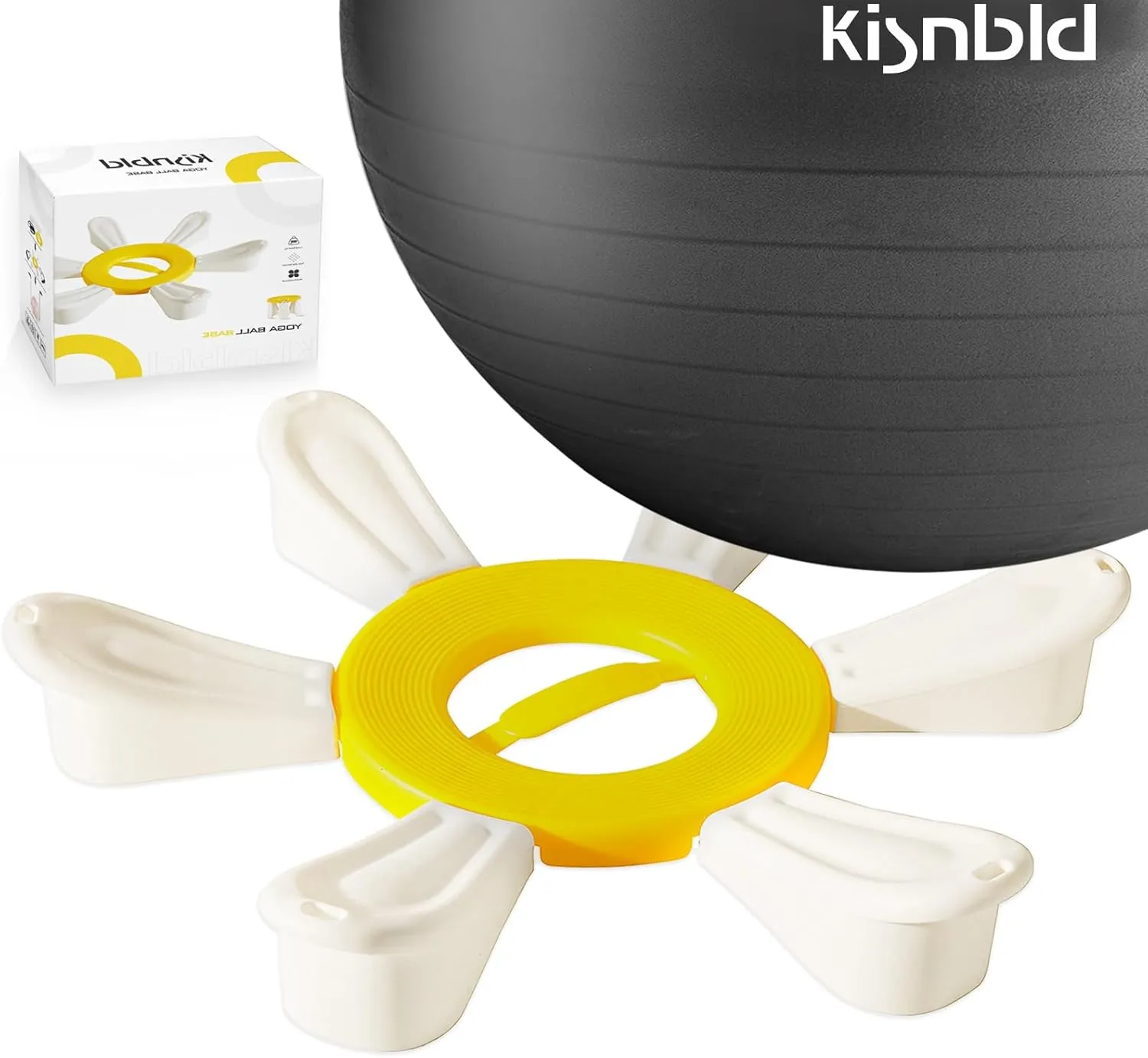 Exercise Ball, Daisy Shaped Yoga Ball Base with Resistance Bands for Stability, Yoga, Balance & Preganancy, Anti-Burst Ball Chair for Office, Home & Gym(65cm/22in)