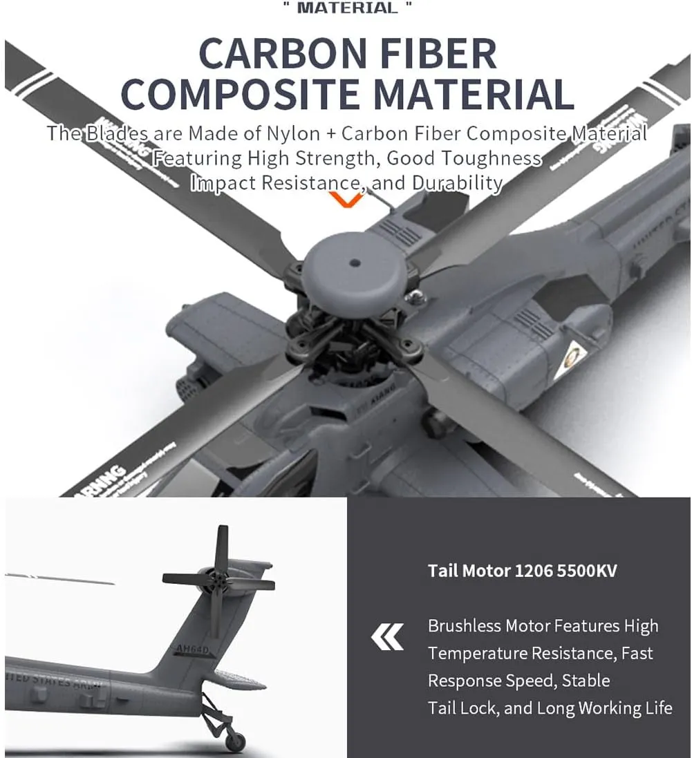F11-S AH64 1/32 Scale Stunt Apaache Helicopter Model, 2.4G 6CH RC Dual-axis Co-Drive Flybarless 6G/3D, Gifts for Youth and Adults (RTF GPS Smart Version)