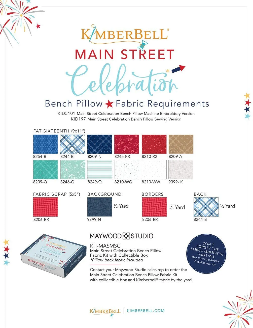 Fabric Kit for Main Street Celebration Bench Pillow