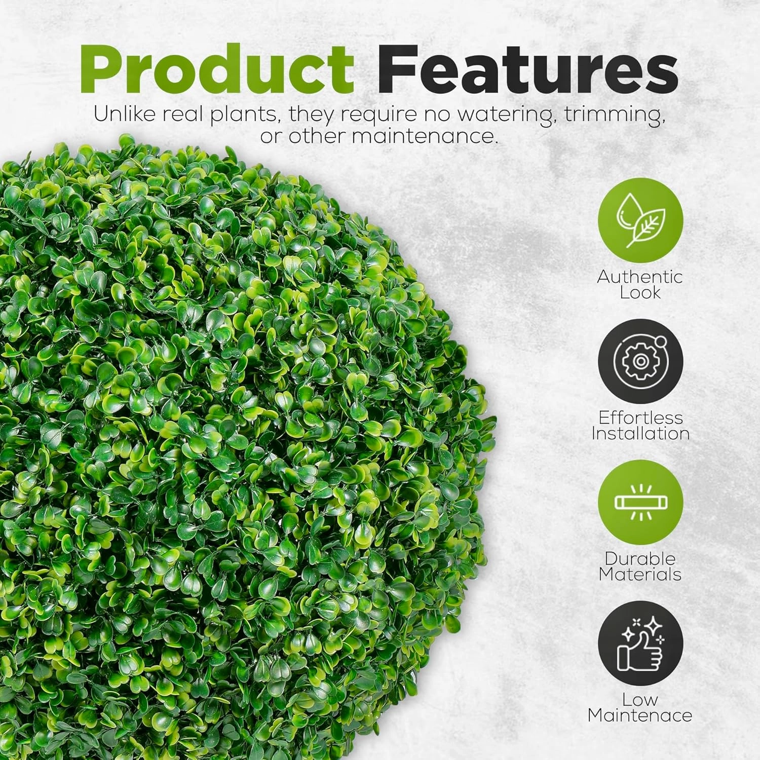 Faux Boxwood Balls 2-Pack - Artificial Topiary for Outdoors or Indoors - Realistic Bushes with Dense Leaves - Waterproof & UV-Protected Fake Plant Sphere - Easy Assembly Boxwood Plant - 20.87"