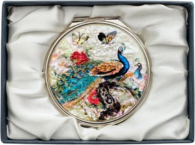 February Mountain Mother of Pearl Dual Magnification Compact Mirror – Gifts for Women, Mom, and Sister – Unique Birthday, Christmas Idea – Elegant and Travel-Friendly